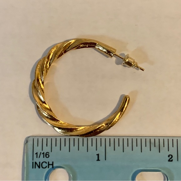 Twisted Gold Hoop Earrings - Picture 7 of 8
